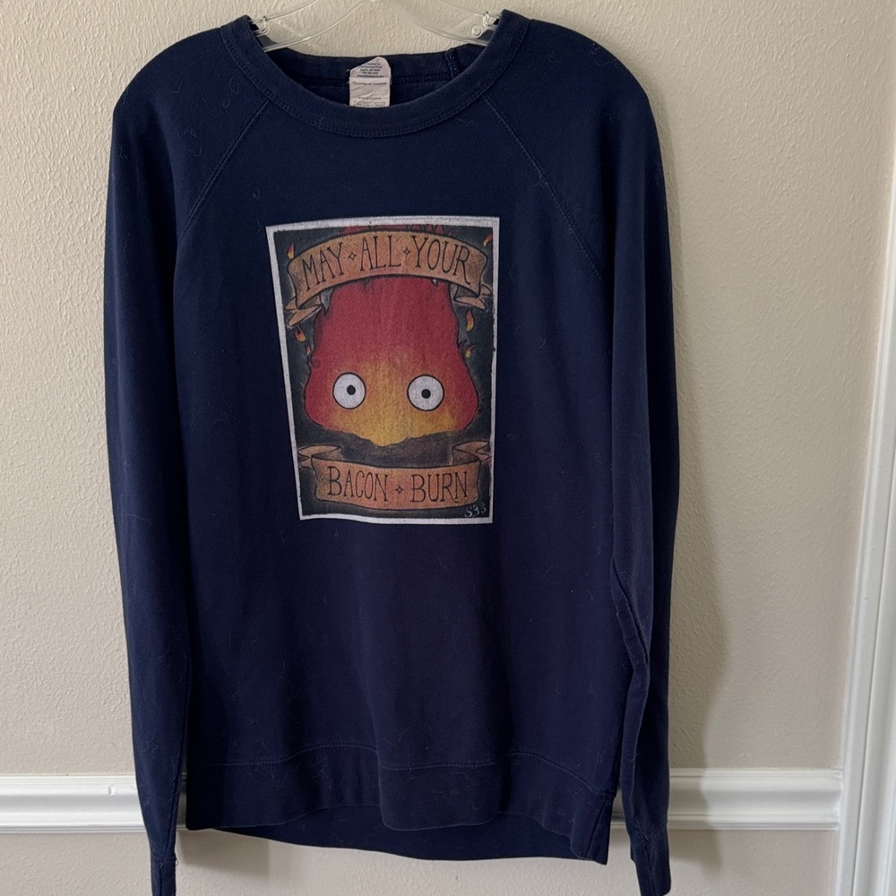 Men's Navy Blue Graphic Crewneck Sweater